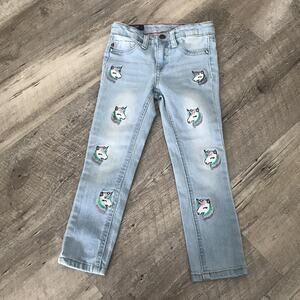 Vigoss Jeans Girls Sz 4 The Jagger Skinny Denim Bling Unicorns Light Wash Blue